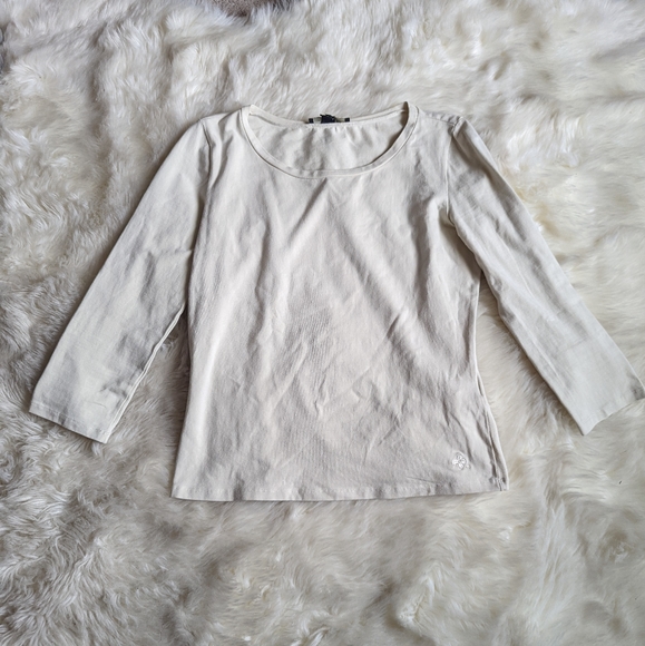EUC Weekend Max Mara Basic Scoop Neck Long Sleeve Tee in Beige - Picture 2 of 8